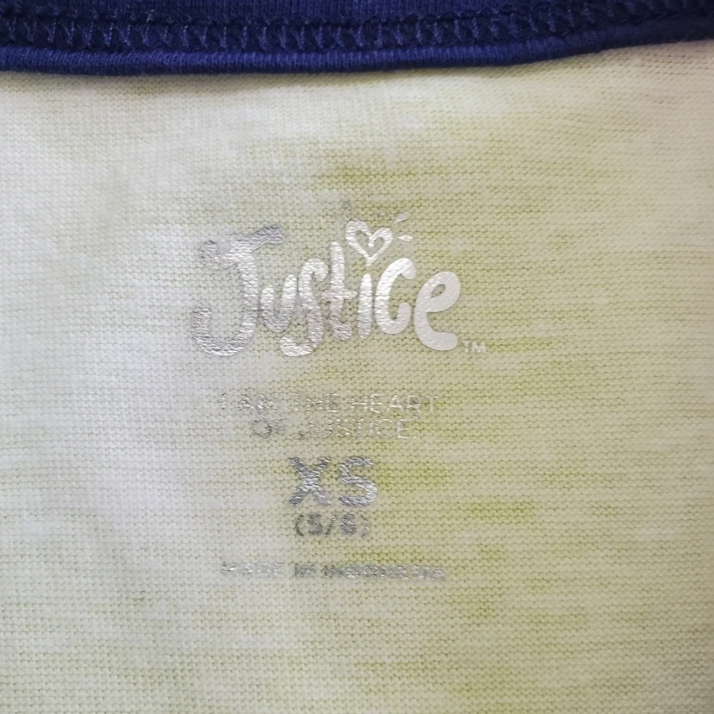 K1159 * Justice Girls Tie Dyed Tee Yellow Blue Size XS (5/6) NWT